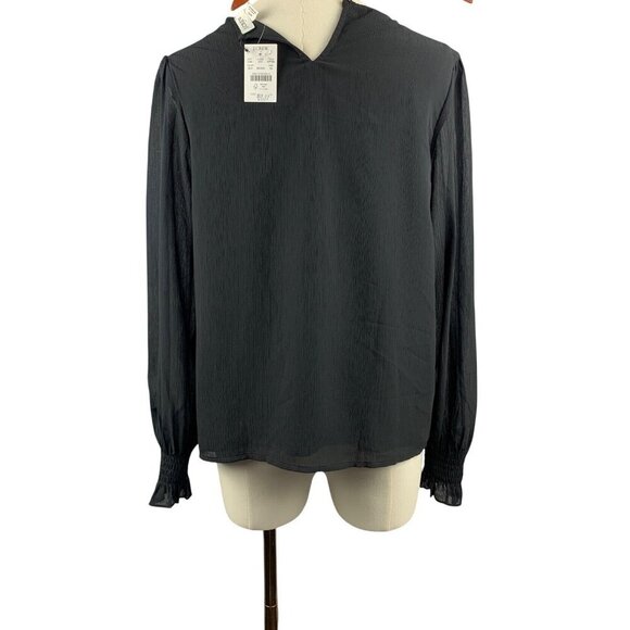 J.Crew Womens Black Long Sleeve Blouse XS Polyester & Recycled Polyester - Picture 3 of 7